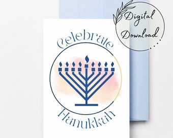 Printable Hanukkah Greeting Card, Festival of Lights (PDF Download)