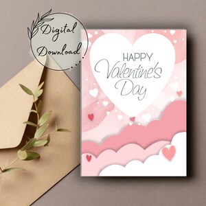 Druckbare Boho Valentinstags-Grußkarte, PDF-Download, Karte für alle Anlässe, leere Grußkarte, Valentinstagsgrüße, Liebesnotizen