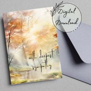 Mit tiefster Sympathie druckbare Aquarell-Karte, PDF-Download, Karte für alle Gelegenheiten, leere Grußkarte, Aquarell-Natur-Karte,