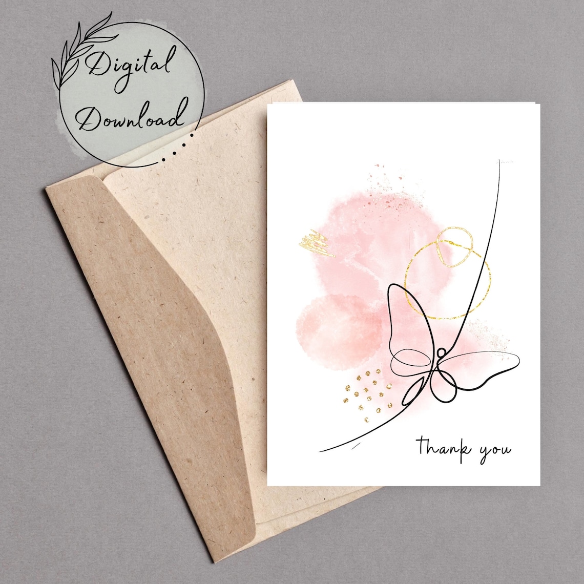 Butterfly Thank You Printable Greeting Card PDF Download - Etsy