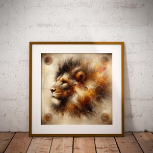 Lew 7* | Znak zodiaku | Sztuka dekoracji wnętrz | Sztuka astrologii | Plakaty | Sztuka wnętrz | Prezent | Abstrakcja | Sztuka ścienna | Wydruki artystyczne | Dekoracja