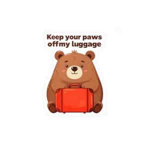 Schattige beer reissticker - blijf met je poten van mijn bagage af, vinylsticker voor bagage, waterfles, laptop, auto, cadeau voor reizigers