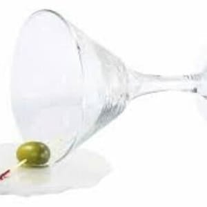 Spilled Martini With Olive Fake Food Replica