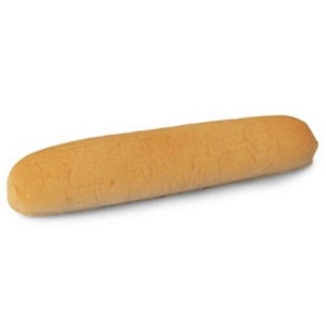 May include: A long, thin, light brown bread roll, perfect for sandwiches or hot dogs.