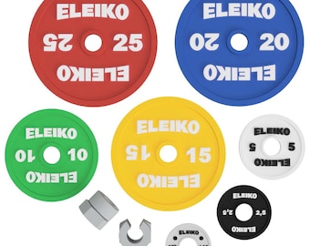 Miniature ELEIKO Style Weightlifting Powerlifting Plates, Collars
