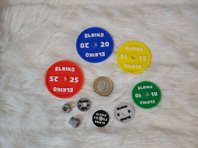 Miniature ELEIKO Weightlifting Powerlifting Plates, Collars, and