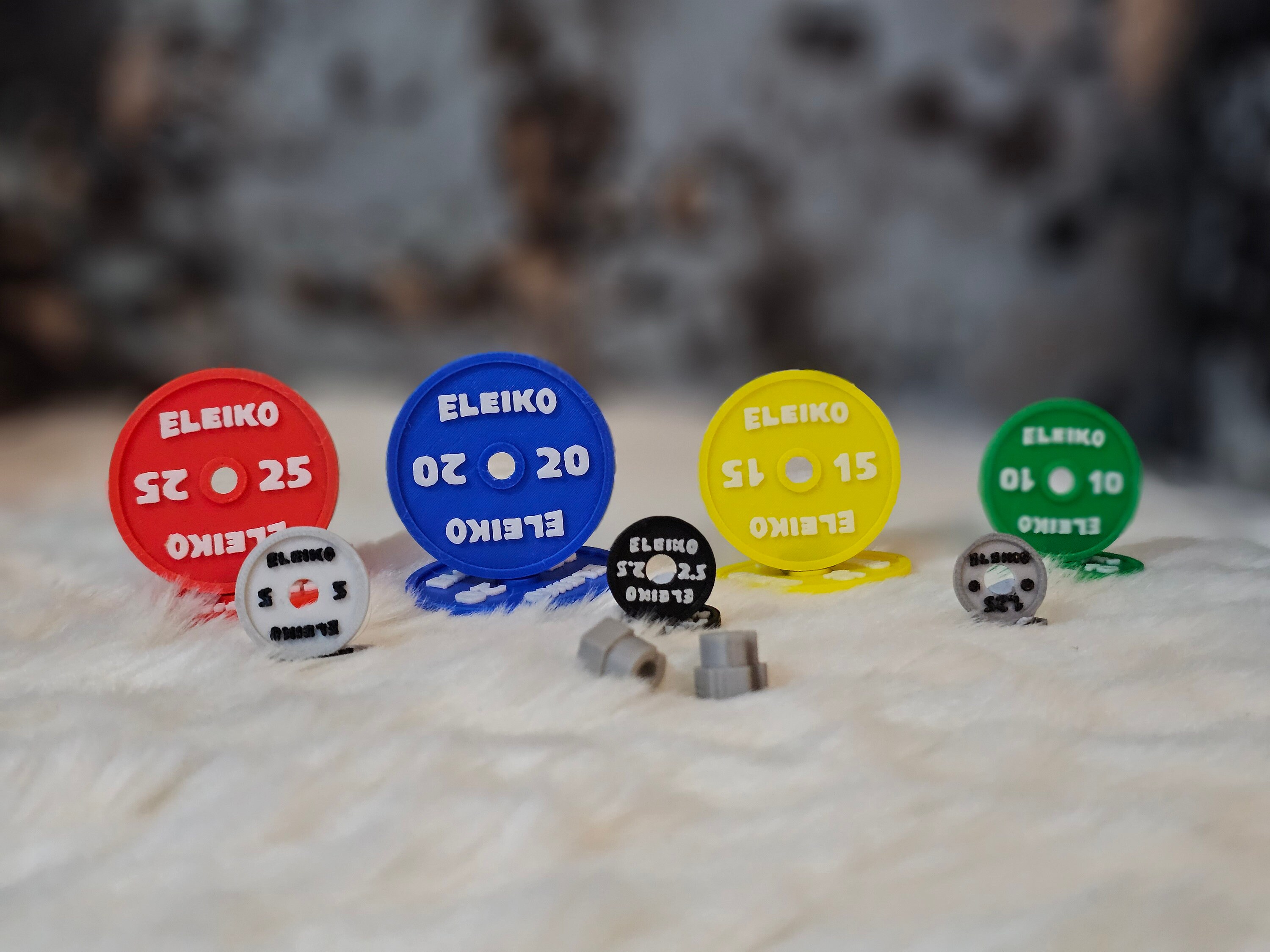 Miniature ELEIKO Weightlifting Powerlifting Plates, Collars, and