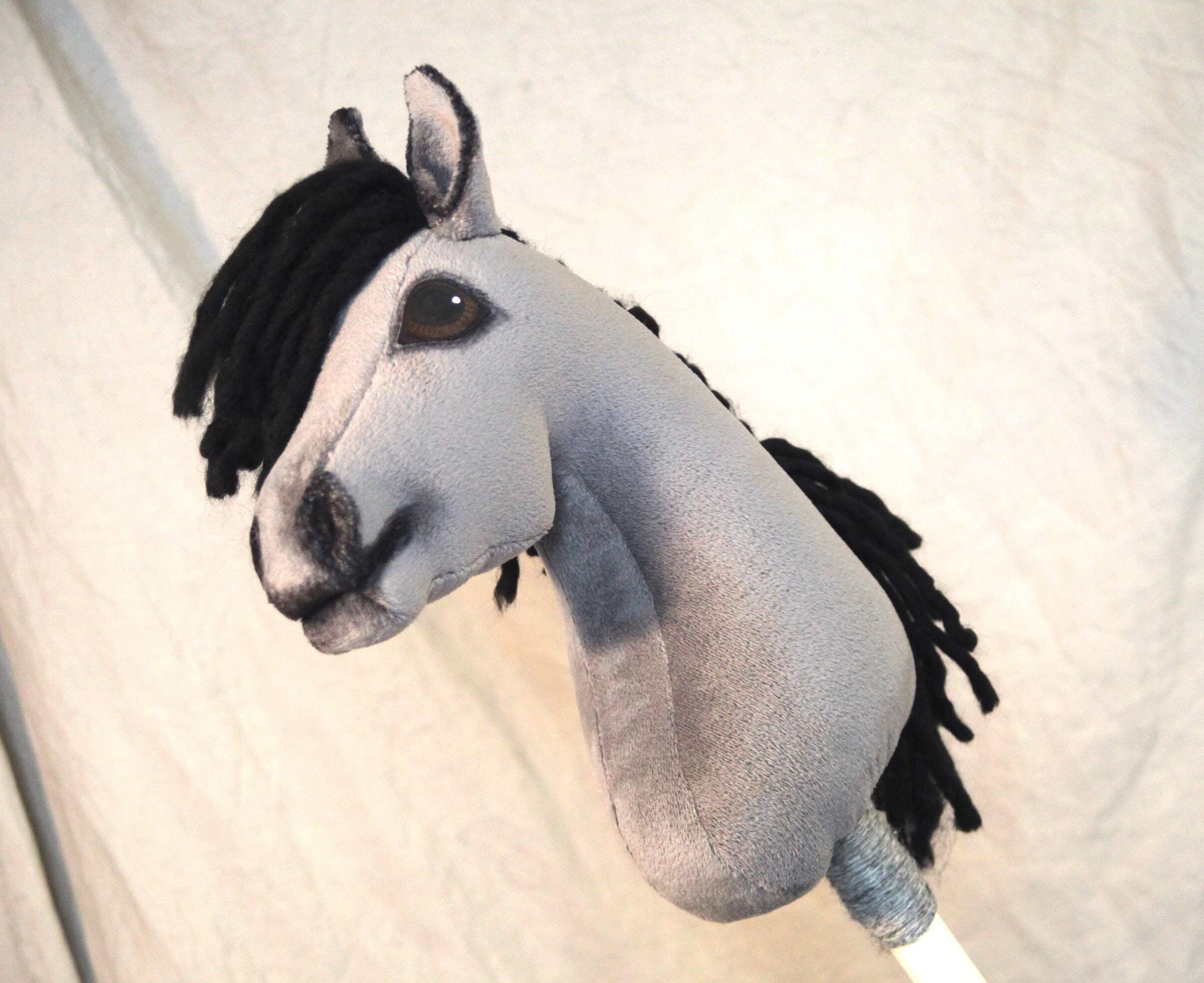 Bieco Hobby Horse Cheval bâton gris - Taille S, avec bridon | bâton et
