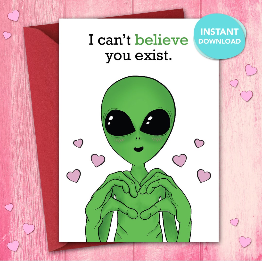 Alien Valentine's Card, Anniversary, Printable Sci-fi - Etsy