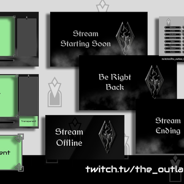 Skyrim Themed Twitch Bundle - 4 Scenes, 2 Overlays, 1 Webcam, 30 Twitch Panels | Outlaw Bailey