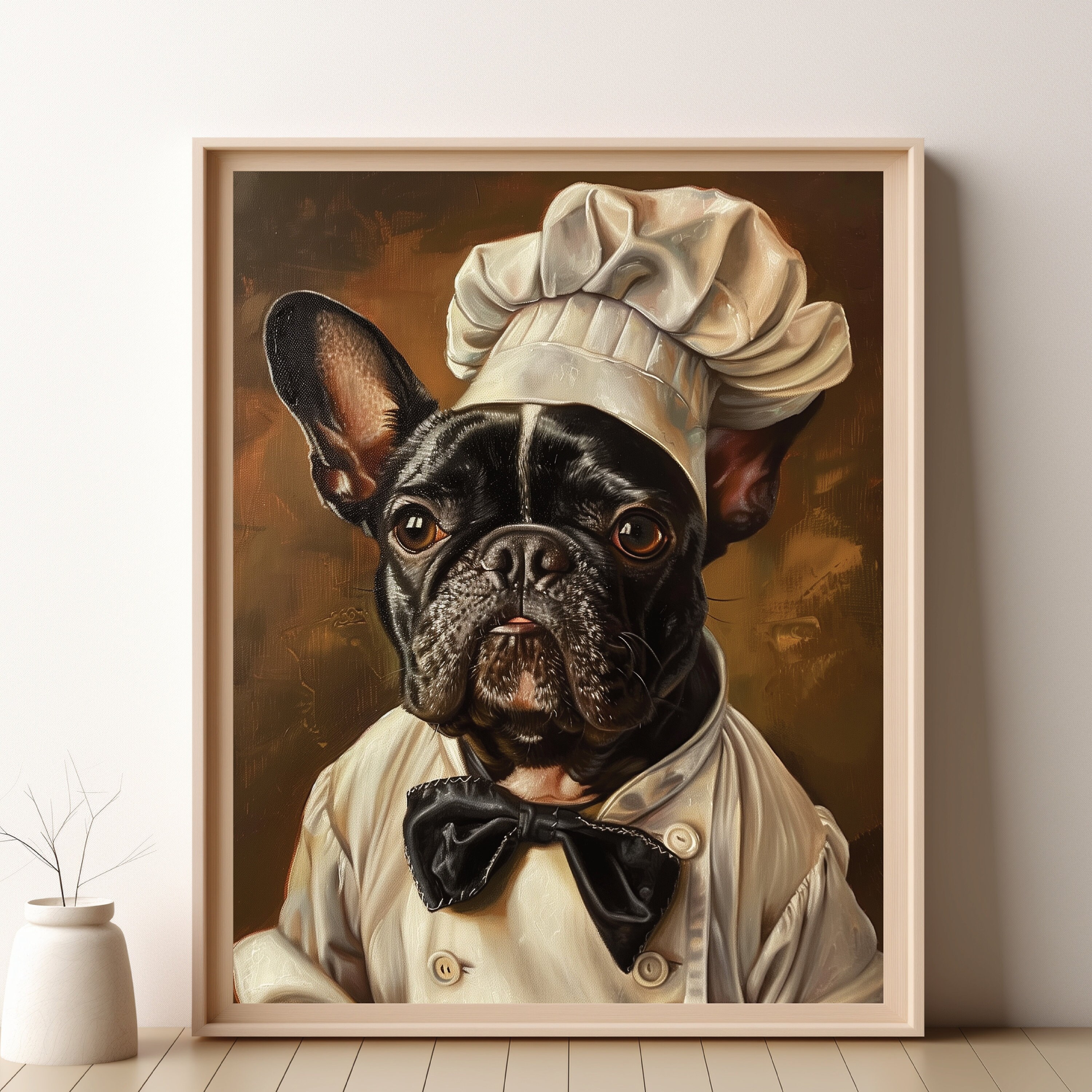 French Chef Dog Digital Download Print French Bulldog Cook Small Black ...