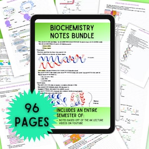 Biochemistry Notes Bundle, Biochemistry Study Guide, MCAT Prep, Pre-Med, Nursing School, Med School, Detailed Notes, Exam Prep, Pdf, Print