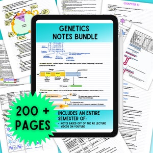 Genetics Notes Bundle, Genetics Study Guide, Genetics, Pre-Med, Med School, Nursing School, Exam Prep, PDF Download, Printable