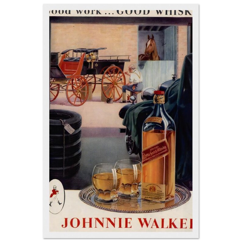 Johnnie Walker Vintage Ad Museum-Quality Matte Paper Wooden Framed Poster image 3
