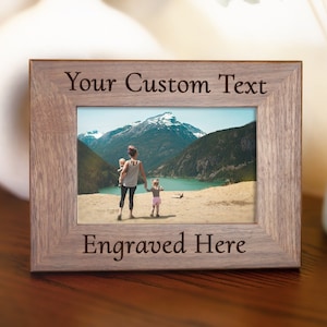 Walnut Personalized Frame, Personalized Christmas Gift for Family, Wooden Photo Frame Home Decor 5x7 4x6 8x10, Custom Engraved Picture Frame