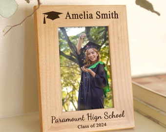Gift For Graduation 2024 Personalized Frame, Graduation Gift Walnut Wood Photo Frame Home Decor 5x7 4x6 8x10, Custom Engraved Picture Frame
