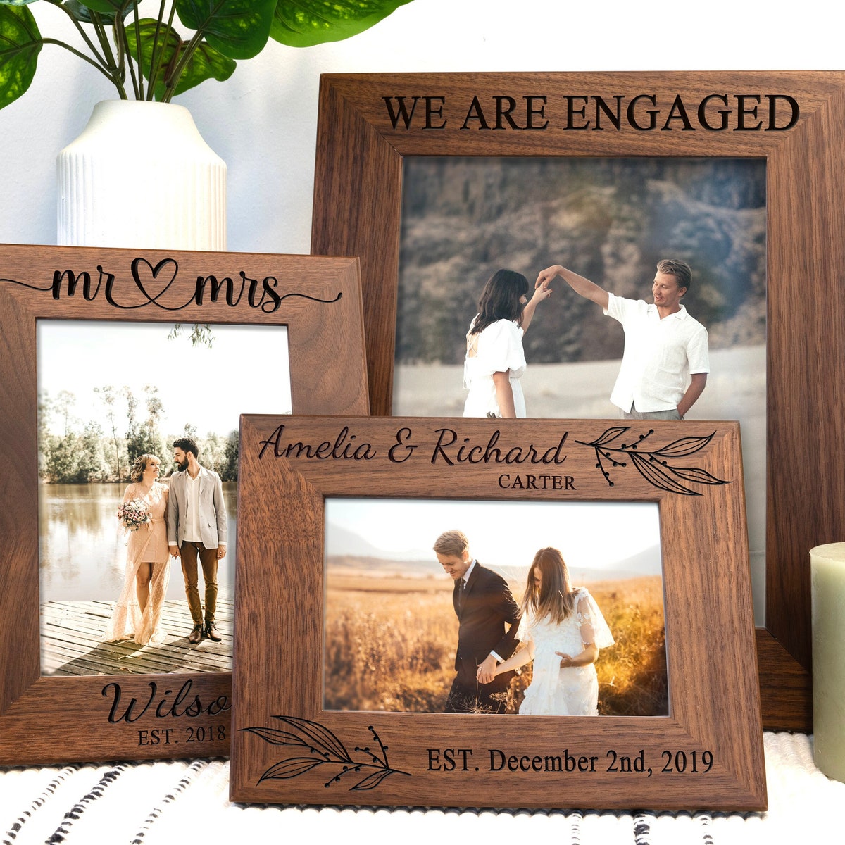 Engraved Photo Frame, 4x6 5x7 8x10 Picture Frame, Engagement Couple Picture Frame, Wedding Photo Frame, Family Personalized Photo Frame - Etsy