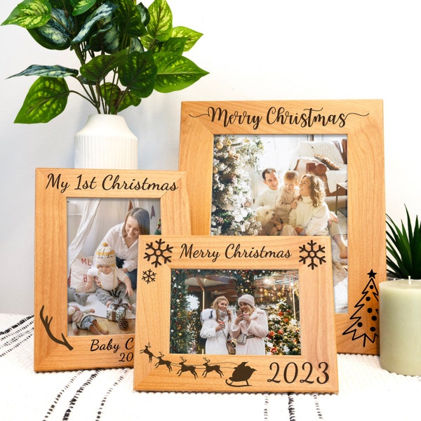 Personalized Photo Frame Mom Boyfriend Christmas Gift, 4x6 5x7 8x10 Picture Frame, Couple Family Christmas Presents 2023, Wood Picture Frame