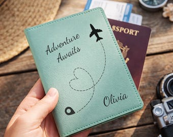 Custom Passport Holder, Graduation Gifts Personalized Passport Cover, Luggage Tag Set,  Engraved Luggage Tag, Engraved Passport Cover