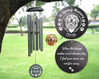 Pet Memorial Wind Chime Memorial Wind Chime Personalized Deep Tone Wind Chime for Garden Patio, Memorial Sympathy Gift for Dog Cat Pet Loss