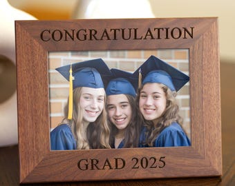 2025 Graduation Gifts for Her Custom Photo Frame, Gift for Graduation Personalized Frame, Walnut Wood Photo Frame Home Decor 5x7 4x6 8x10