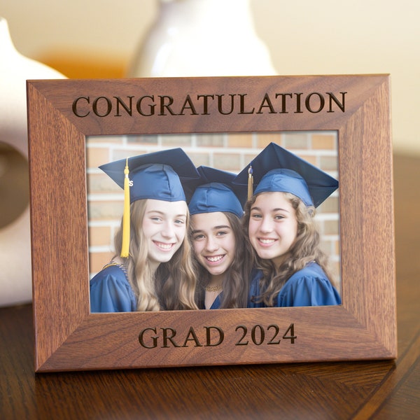 2024 Graduation Gifts for Her Custom Photo Frame, Gift for Graduation Personalized Frame, Walnut Wood Photo Frame Home Decor 5x7 4x6 8x10