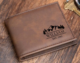 Personalized Wallet for Men – Custom Engraved Wallet with Handwriting, Kids Drawing, Gift for Dad, Birthday, Father's Day Gift for Dad