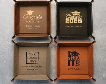Graduation Gifts for Him, Personalized College PHD Doctor Graduation Gifts, Engraved Valet Tray, Custom Catch-all Tray, Gifts for Graduation