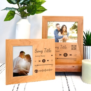 Music Plaque Custom Song Wood Picture Frame, Personalized Music Plaque, Custom Album Cover Wood Anniversary Gift, Valentine Gift for Him