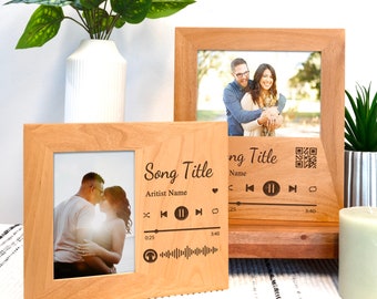 Music Plaque Custom Song Wood Picture Frame, Personalized Music Plaque, Custom Album Cover Wood Anniversary Gift, Valentine Gift for Him