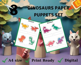 Dınosaurs Finger Puppets,Printable Finger Puppets,Preschool Finger Puppets