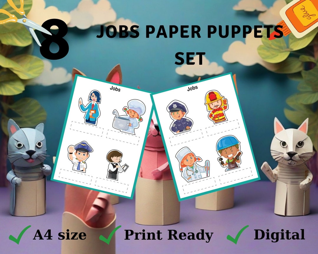 Jobs Finger Puppets,printable Finger Puppets,preschool Finger Puppets