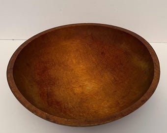 Antique Primitive Hand-Hewn Wooden Dough Mixing Bowl