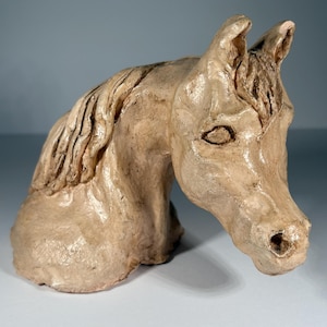 Vintage Handmade Horse Head Sculpture - Signed Artist Original Art Piece