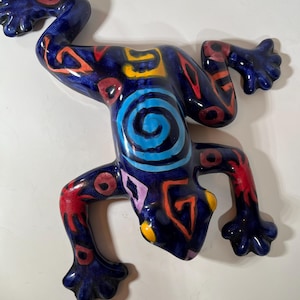 Colorful Talavera Hanging Frog - Mexican Folk Art Pottery/Ceramics - By Fantasy Frogs in Mexico - Large