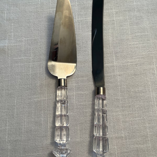 Vintage 24% Lead Crystal Cake Server and Cake Knife Set from Things Remembered in Original Packaging