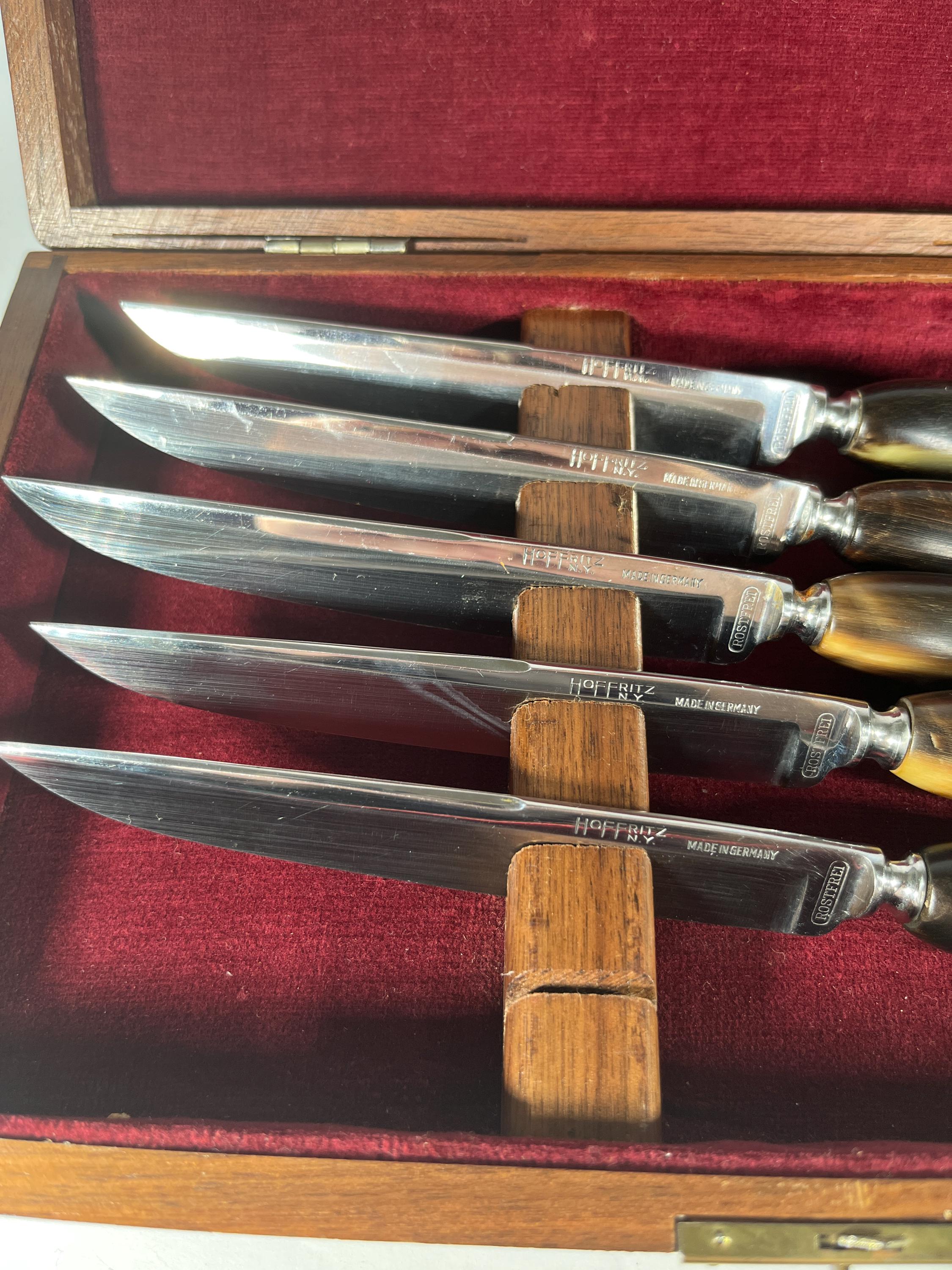 ビンテージ 英国 HOFFRITZ スタッグホーン ステーキナイフ 6本セット English Stag Horn Handle Steak Knives Set of Six - frenchgardenhouse