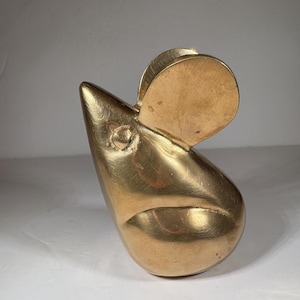 Vintage Solid Brass Mouse Paperweight - Heavy