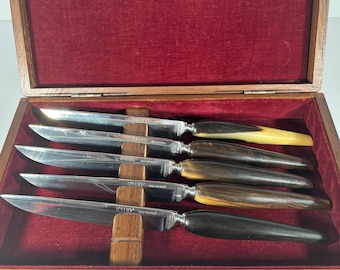 Vintage Hoffritz Horn Handle Steak Knives – Stainless Steel Set of