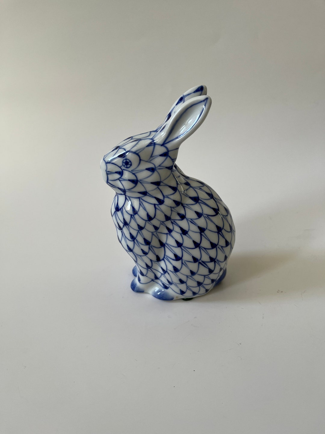 Vintage Andrea by Sadek Fishnet Hand-painted Blue & White Porcelain ...