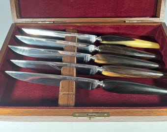 Vintage Hoffritz Horn Handle Steak Knives – Stainless Steel Set of