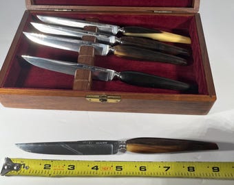 Vintage Hoffritz Horn Handle Steak Knives – Stainless Steel Set of