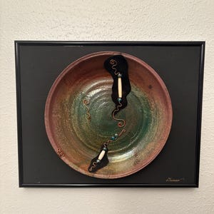 Unique Handmade Raku Plate Wall Art by Linda Dumas - Handcrafted Ceramic Sculpture