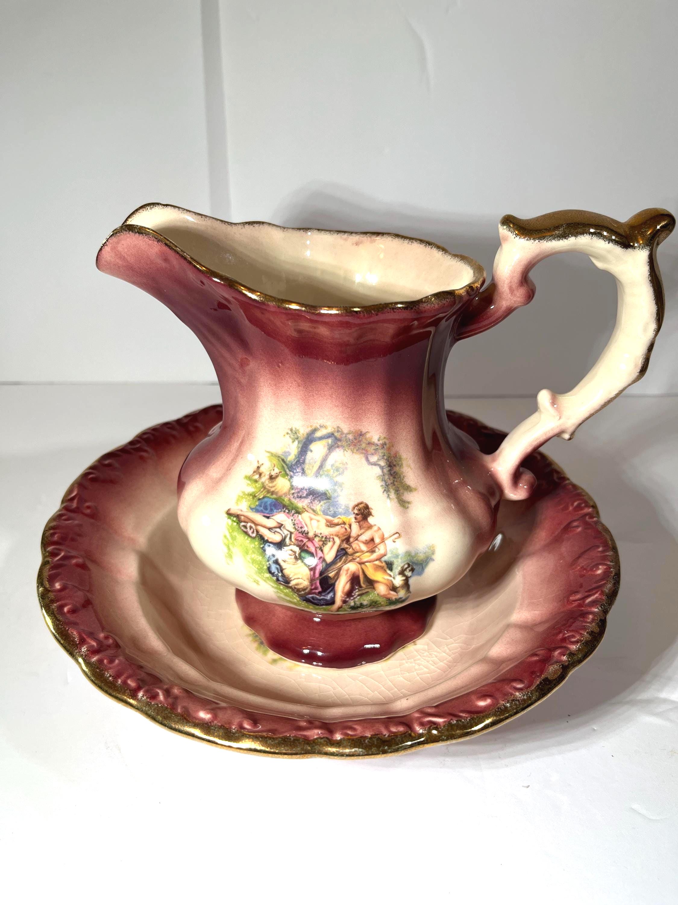 Vintage KLM Staffordshire England Pitcher & Basin Bowl Set