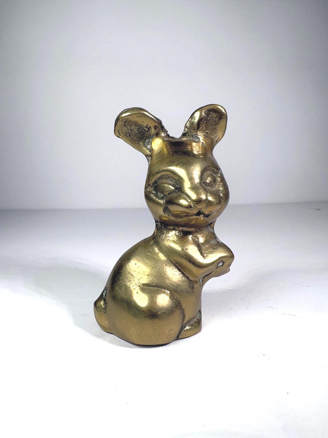 Vintage Brass Rabbit Figurine - Small Animal Paperweight - 3