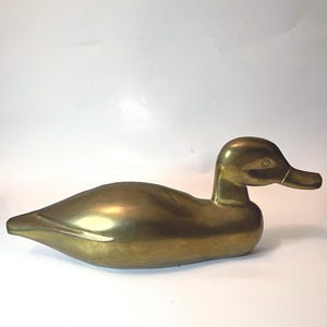 Vintage Large Brass Mallard Duck - Bird Wall Hanging / Shelf Sitter Duck Decoy Figurine