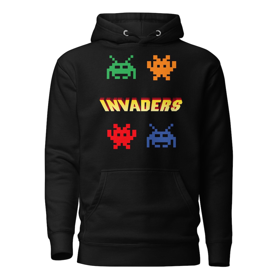 Invaders Hoodie Gaming Hoodie Space Invaders 8 bit Games Retro Gaming Outfit Arcade Games Apparel Etsy UK