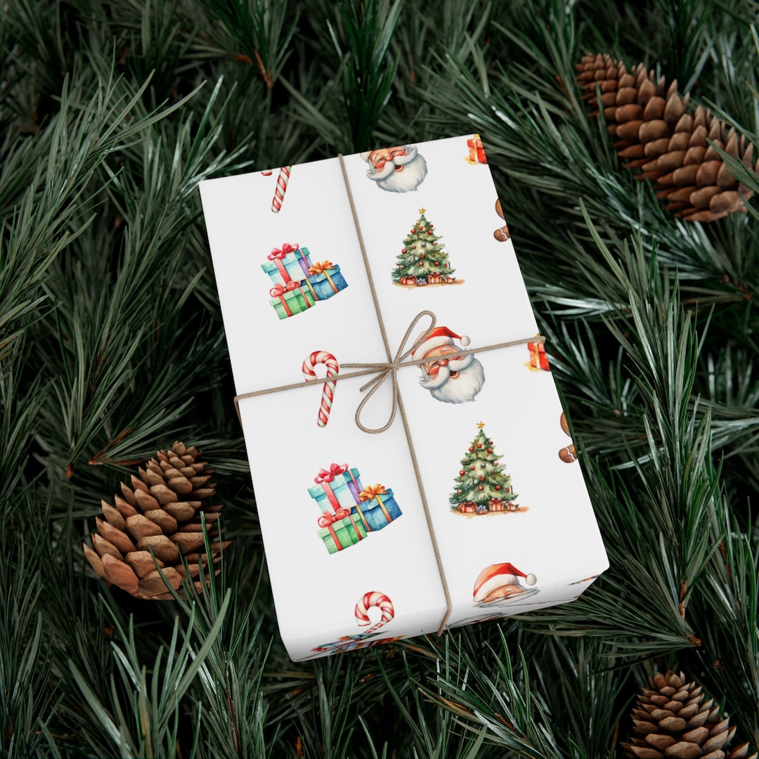 Cute Christmas Wrapping Paper Christmas Pattern Santa Claus Etsy