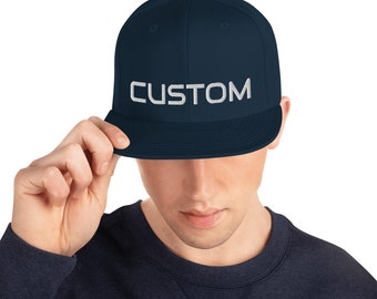 Custom Text & Hockey Sweater Number - Snapback Flat Bill Cap