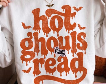Hot ghouls read PNG, Bookworm Png, Bookish png, Book Png, Funny Halloween png, Book Lover gift, Book Shirt design